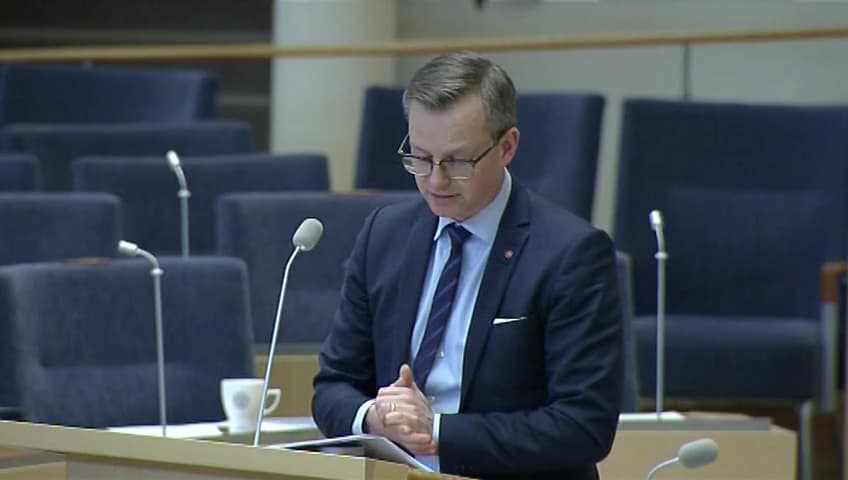 Stillbild från Interpellationsdebatt, JAS