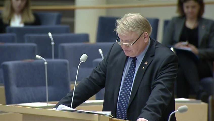 Stillbild från Interpellationsdebatt, Försvarsanslaget i tider av krigsrisk