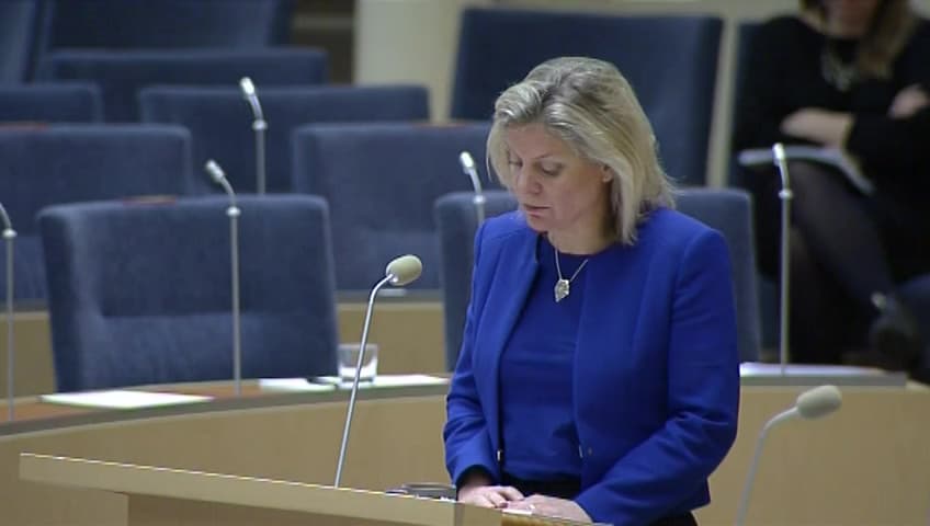 Stillbild från Interpellationsdebatt, Halveringen av RUT-avdraget