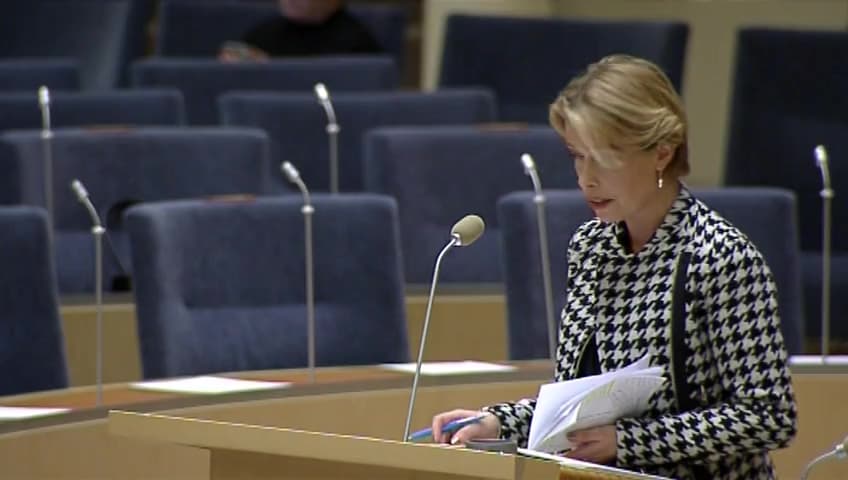 Stillbild från Interpellationsdebatt, Omställningsstöd