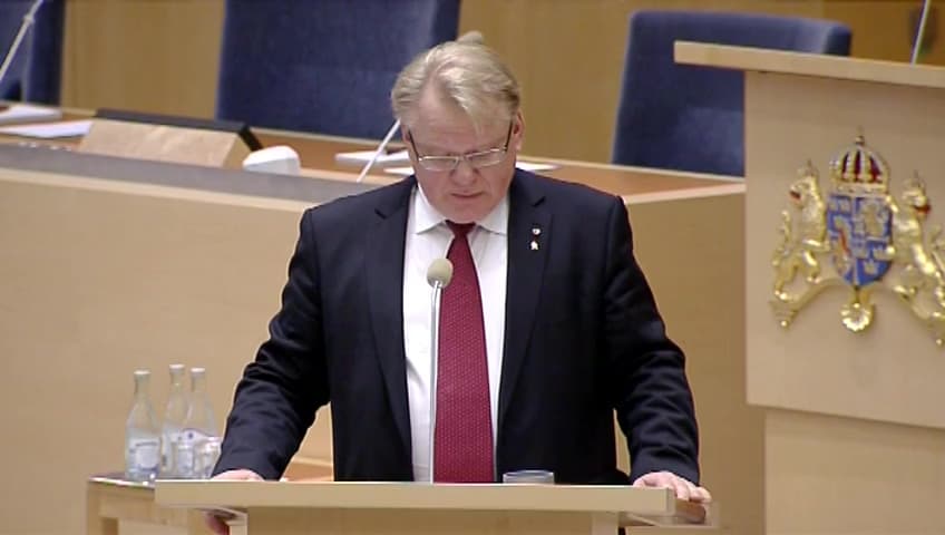 Stillbild från Interpellationsdebatt, Åtgärder vid en eventuell militär kris i Baltikum