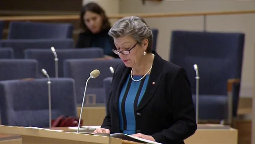 Stillbild från Interpellationsdebatt, Integrationsministerposten