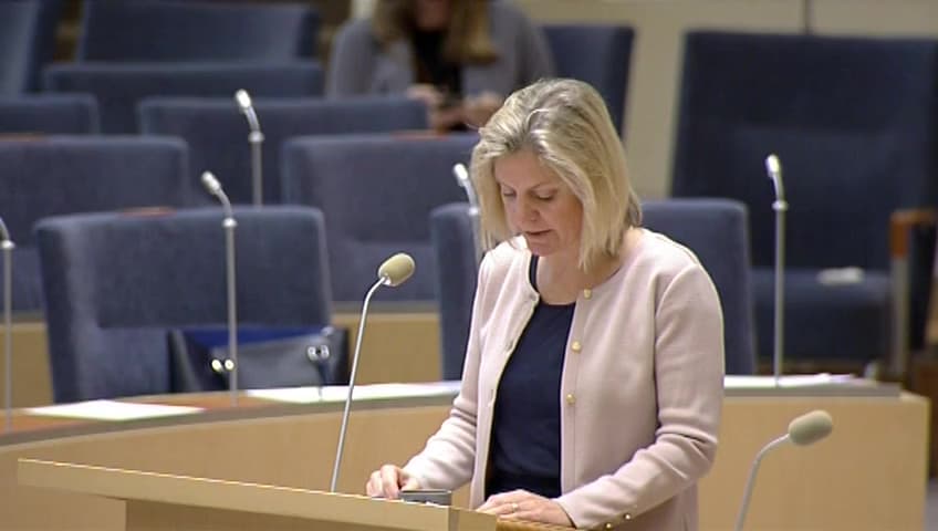 Stillbild från Interpellationsdebatt, Regeringens hantering av det parlamentariska läget