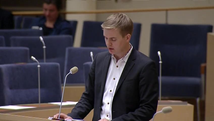 Stillbild från Interpellationsdebatt, Långsiktig finansiering av entreprenörskap i skolan