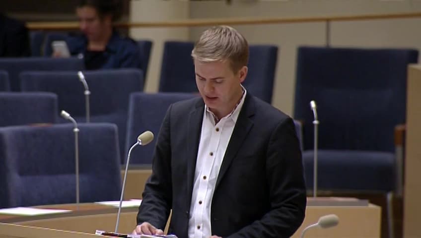 Stillbild från Interpellationsdebatt, Riksrevisionens kritik mot specialdestinerade statsbidrag