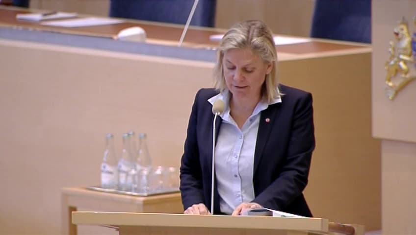 Stillbild från Interpellationsdebatt, Höjda arbetsgivaravgifter för unga inom Försvarsmakten