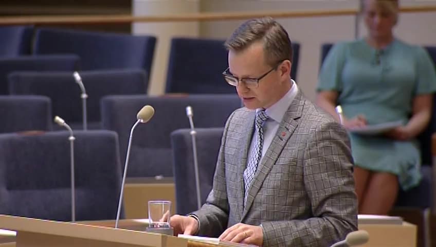 Stillbild från Interpellationsdebatt, TTIP:s betydelse för säkerhetspolitiken