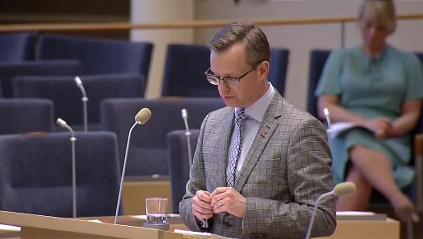 Stillbild från Interpellationsdebatt, Åtgärder för näringslivet i Halland