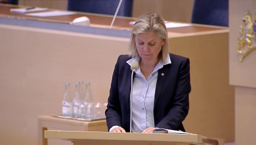 Stillbild från Interpellationsdebatt, Finansministerns bedömning kring ökat svartarbete i ROT-sektorn