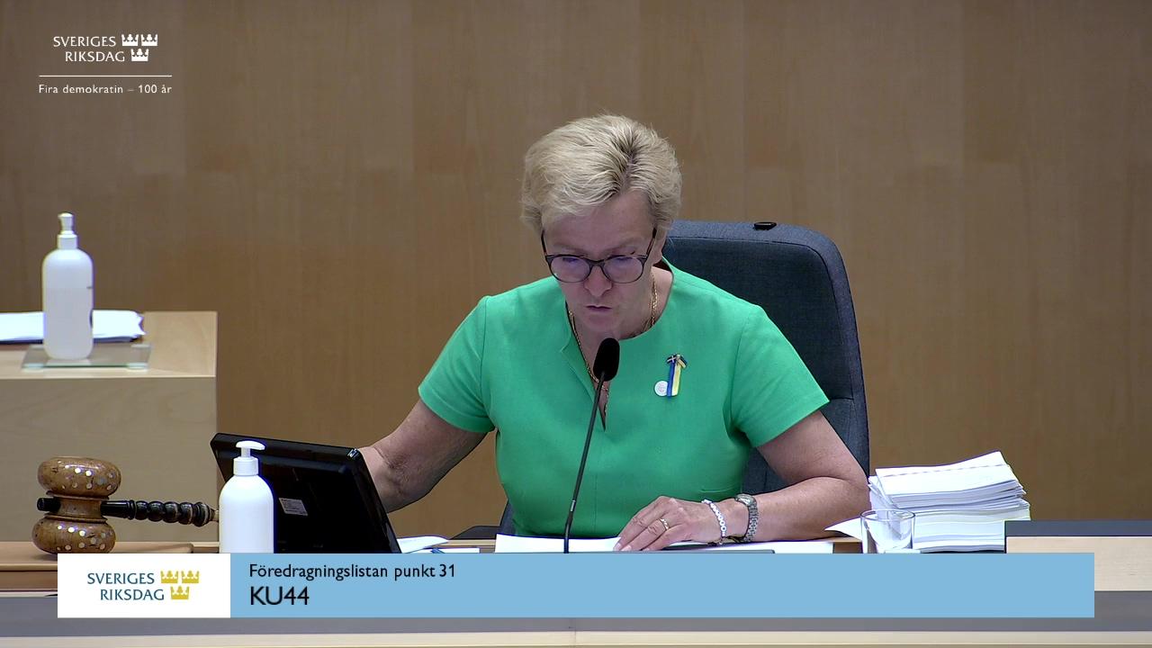 Stillbild från Debatt om förslag, Uppskov med behandlingen av vissa ärenden