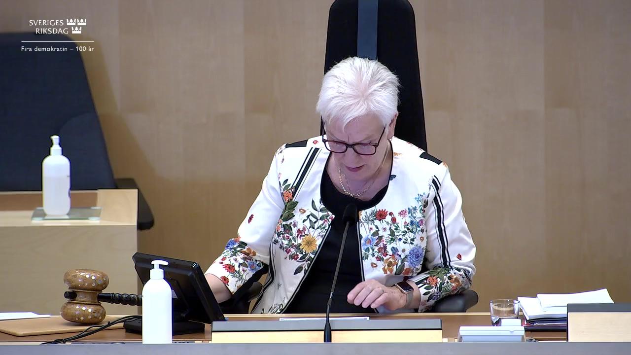 Stillbild från Debatt om förslag, Uppskov med behandlingen av vissa ärenden