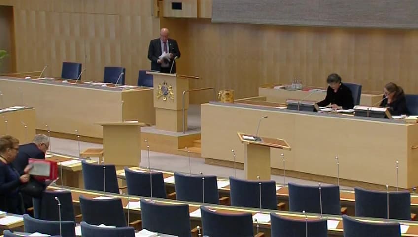 Stillbild från Debatt om förslag, Informationsutbytesavtal med Qatar