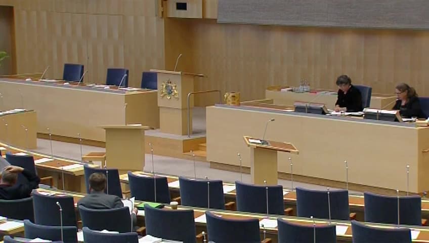 Stillbild från Debatt om förslag, Nya bestämmelser om Tullverkets säkerställande av skyddet för immateriella rättigheter