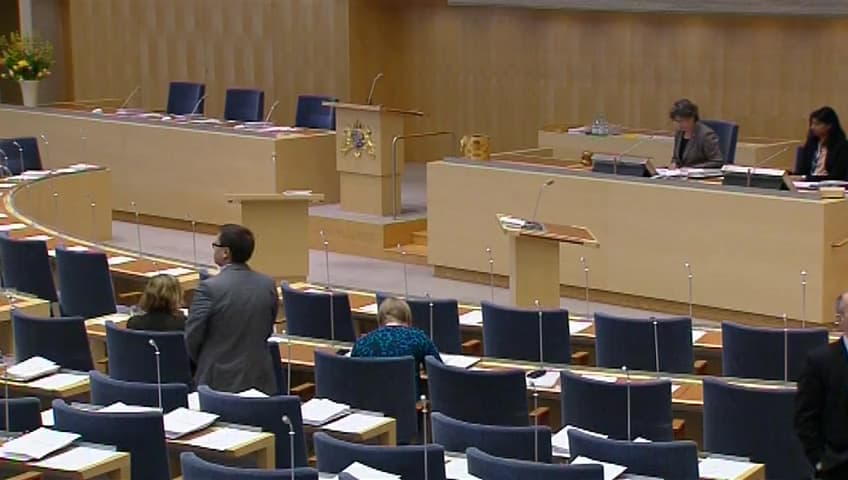 Stillbild från Debatt om förslag, Genomförande av EU-direktiv om informationsutbyte vid trafiksäkerhetsrelaterade brott