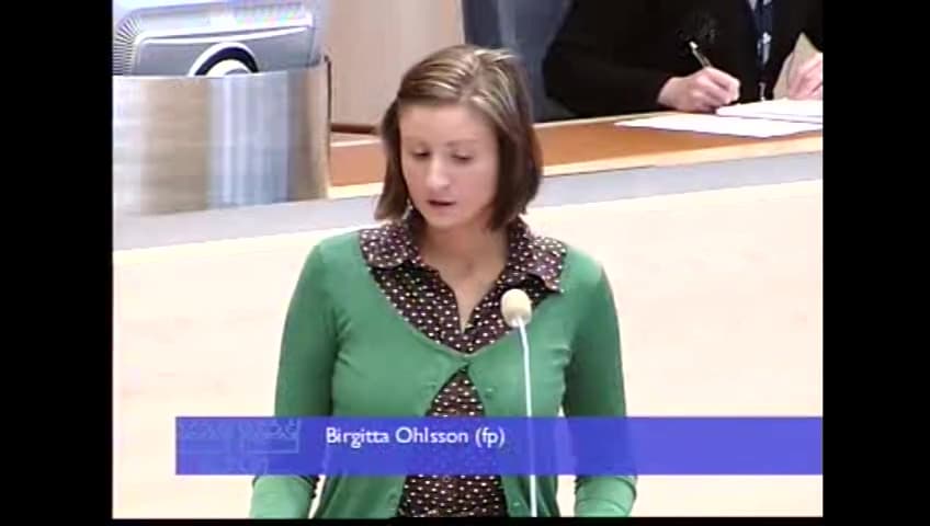 Stillbild från Interpellationsdebatt, Klass, kön, lön och frihet i arbetslivet