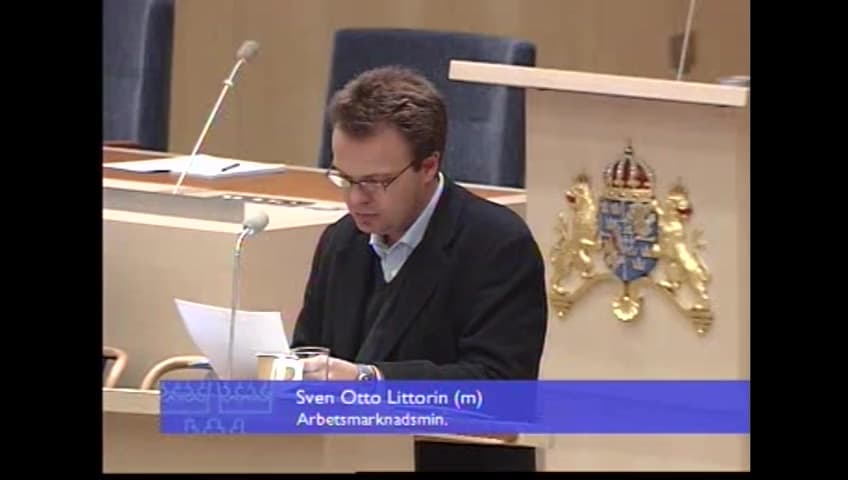 Stillbild från Interpellationsdebatt, A-kassa för säsongsanställda