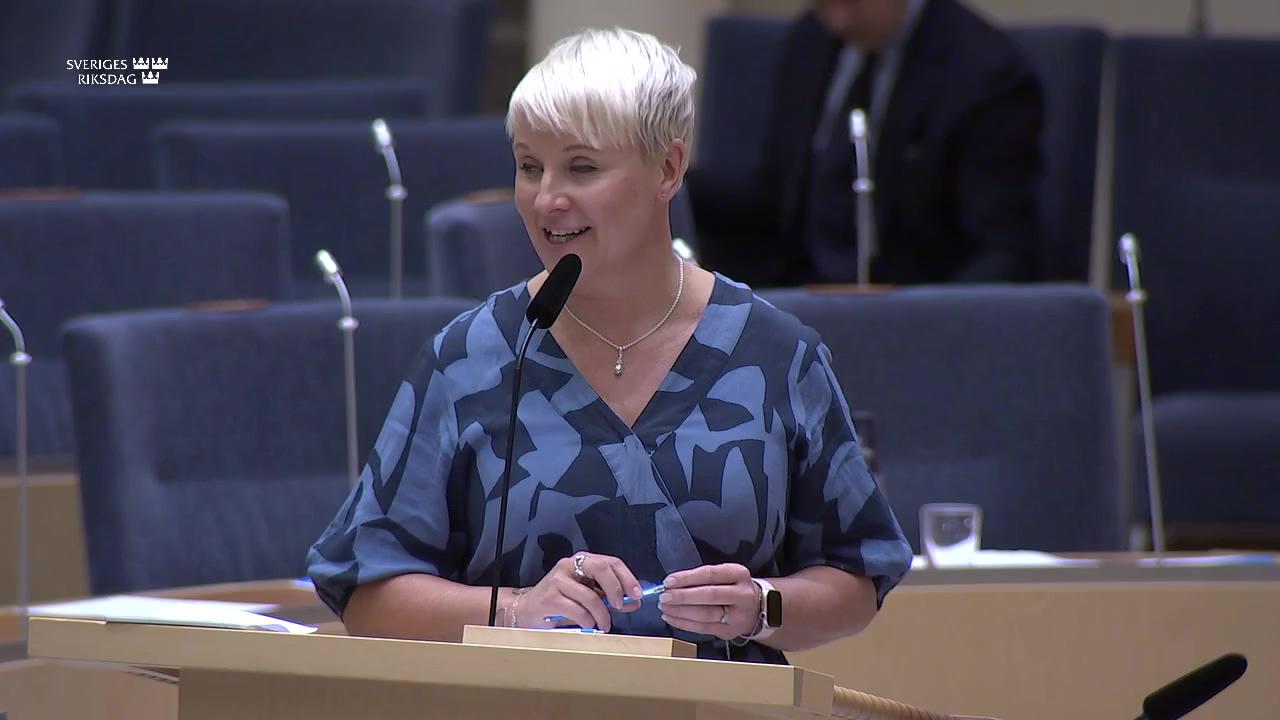 Stillbild från Interpellationsdebatt, Hållbara pensioner för dagens och framtidens pensionärer