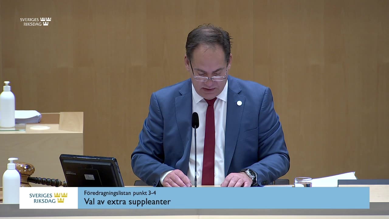 Stillbild från Övrigt kammaren, Val av extra suppleanter