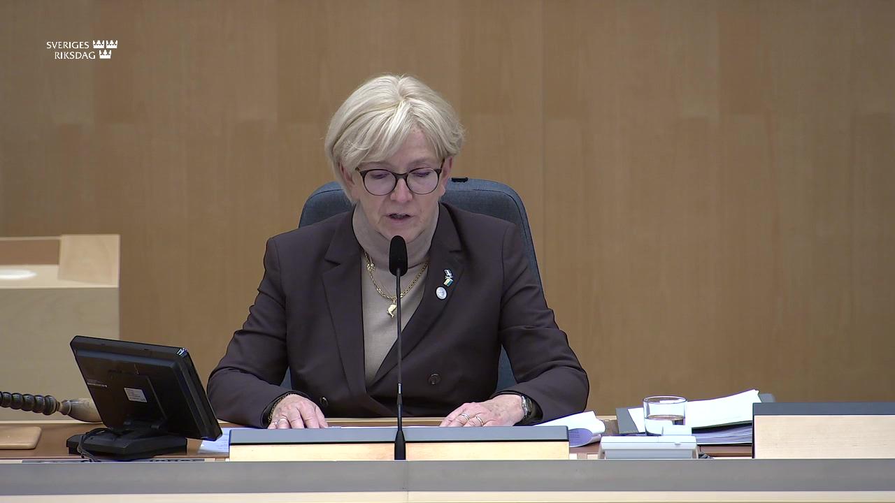 Stillbild från Debatt om förslag: Svenskt deltagande i Förenta nationernas stabiliseringsinsats i Mali