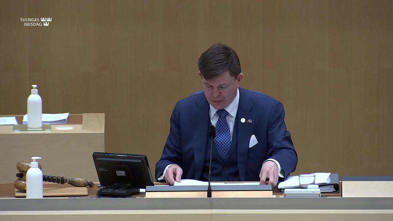Stillbild från Debatt om förslag, Höständringsbudget för 2022