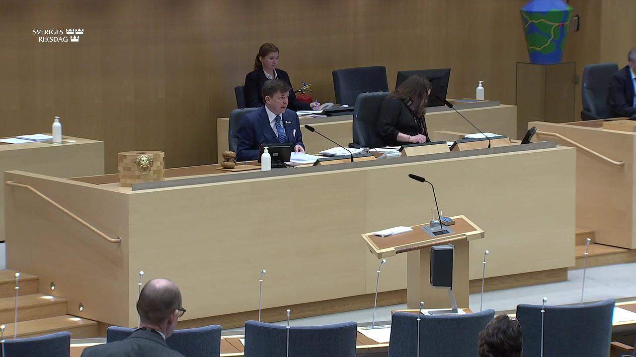 Stillbild från Debatt om förslag, Utgiftsområde 1 Rikets styrelse