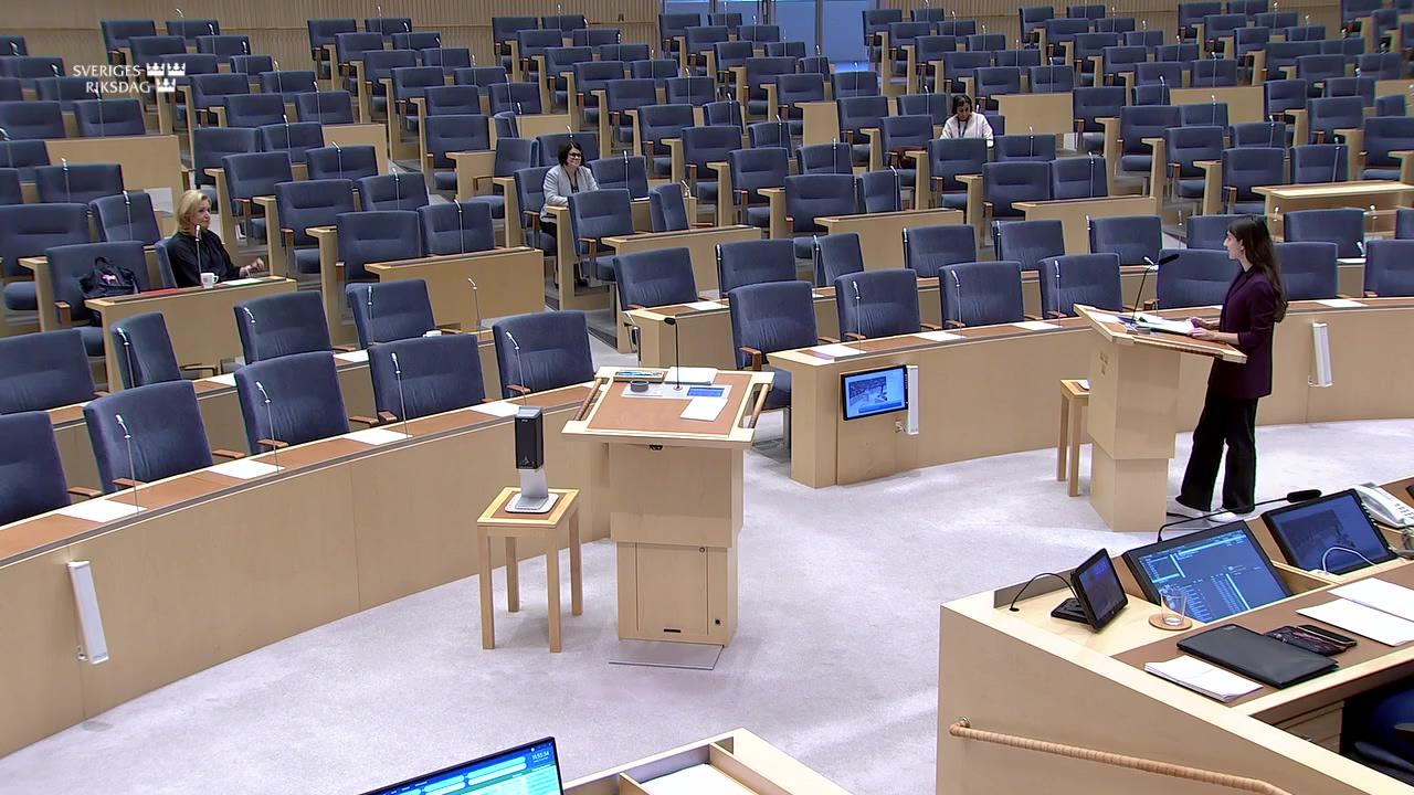 Stillbild från Interpellationsdebatt, Skogsstyrelsens nya riktlinjer för artskydd