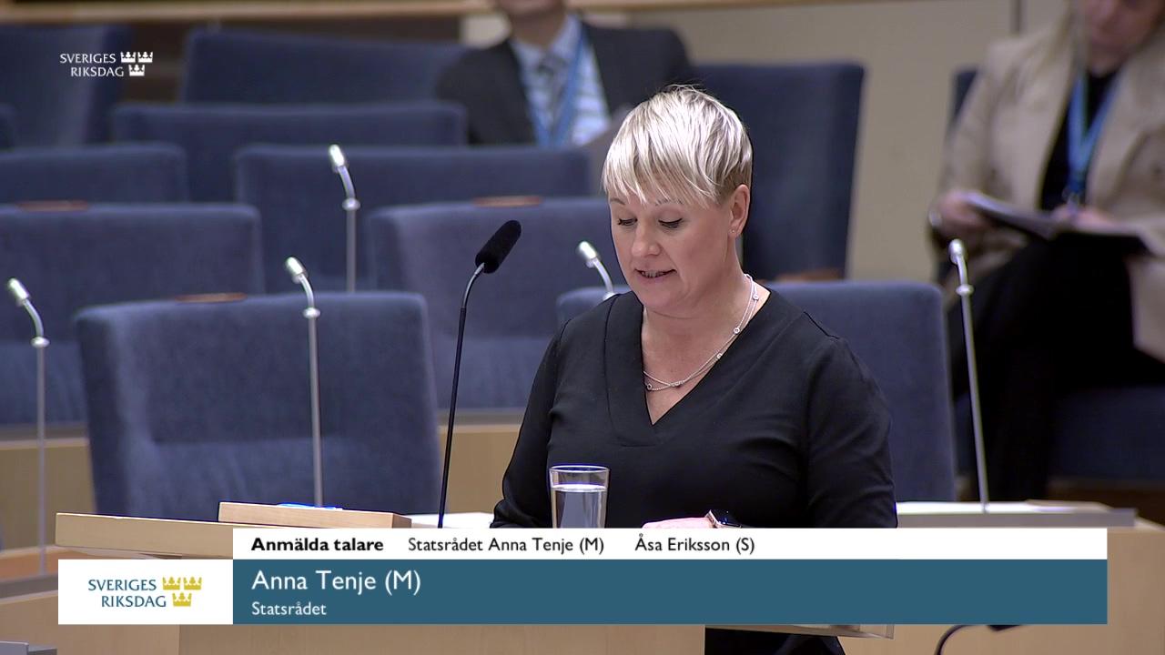 Stillbild från Interpellationsdebatt, Försäkringskassans förvaltningsanslag