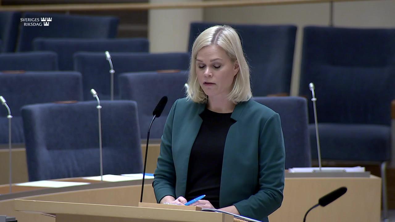 Stillbild från Interpellationsdebatt, Kvinnors arbetsmiljö