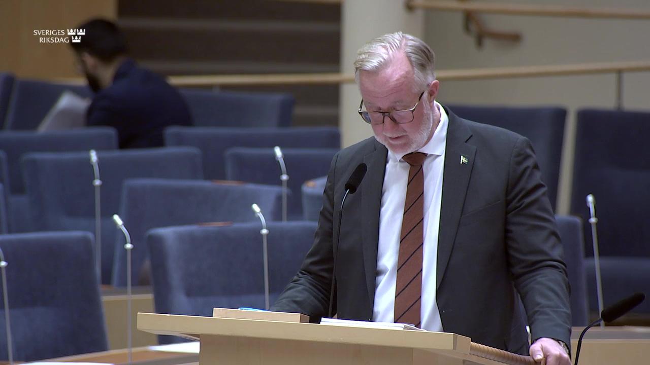 Stillbild från Interpellationsdebatt, Stiftelsen Nordkalottens roll i den gröna omställningen och kompetensförsörjningen i norra Sverige