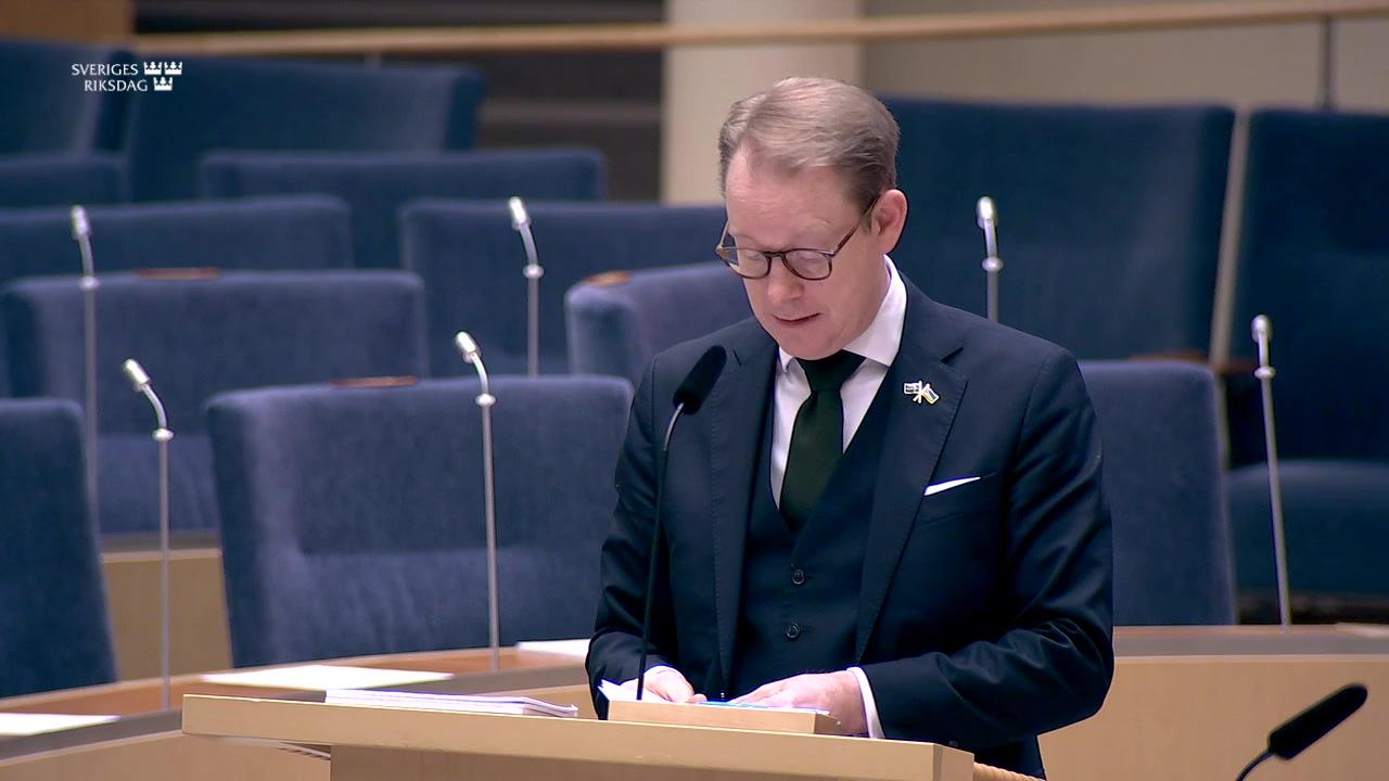 Stillbild från Interpellationsdebatt, Importstopp för rysk energi