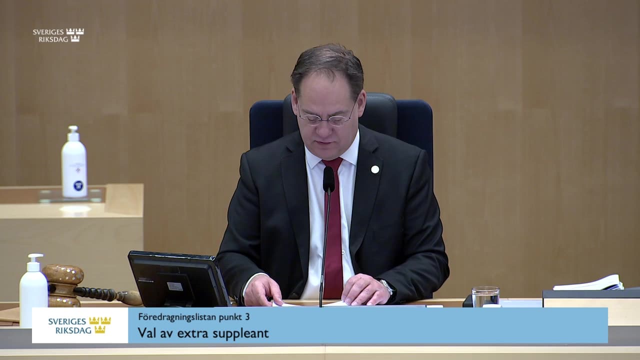 Stillbild från Övrigt kammaren, Val av extra suppleant