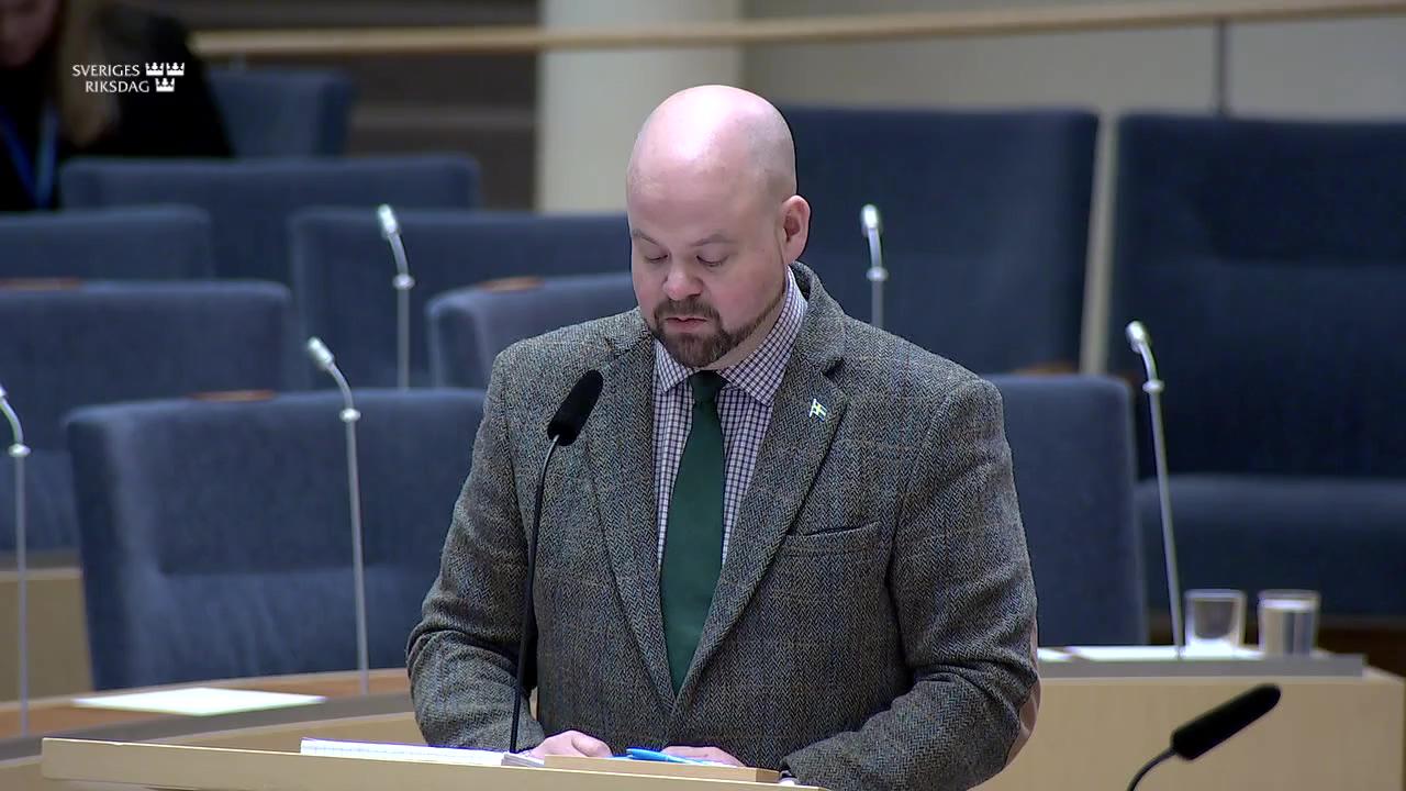 Stillbild från Interpellationsdebatt, Civil beredskap för viktig infrastruktur