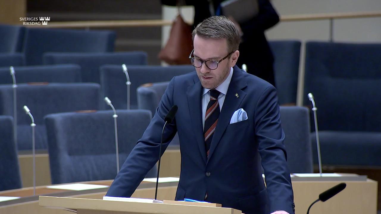 Stillbild från Interpellationsdebatt, Inventering av utländskt ägande inom infrastrukturområdet