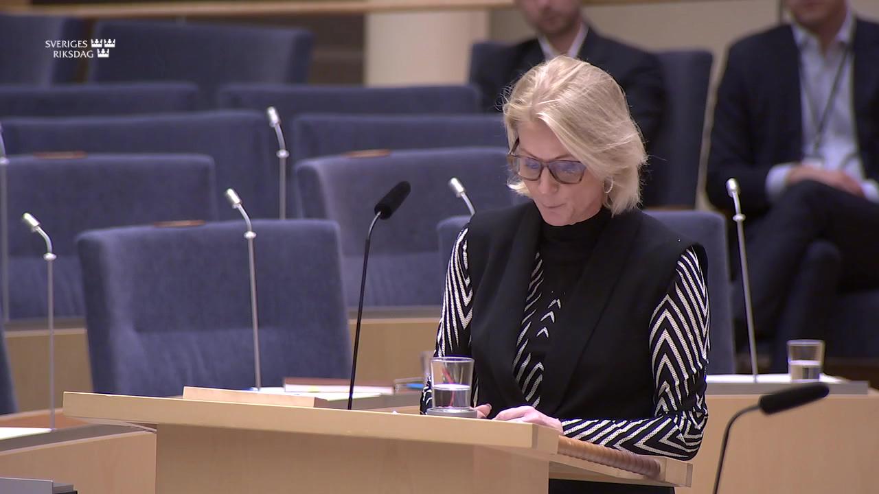 Stillbild från Interpellationsdebatt, Statens ägarstyrning av SJ AB