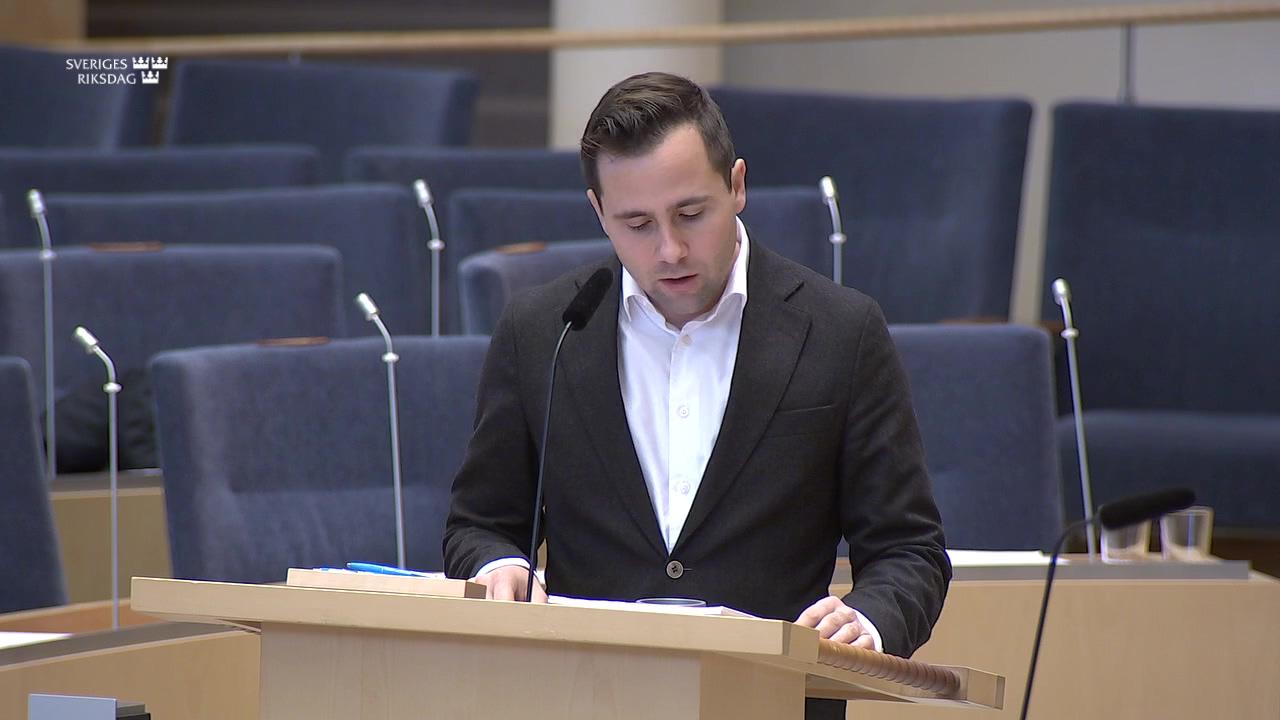 Stillbild från Interpellationsdebatt, Globalt partnerskap för anständiga arbetsvillkor och inkluderande tillväxt