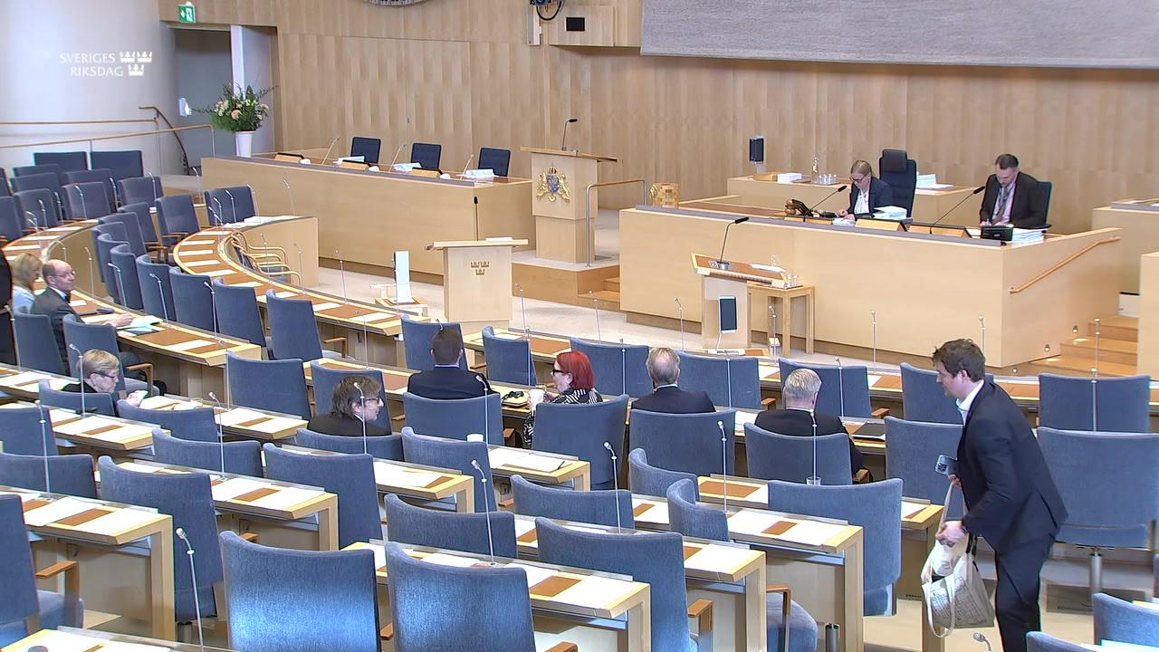 Stillbild från Debatt om förslag, Enhetliga sekretessbestämmelser i Statens haverikommissions verksamhet