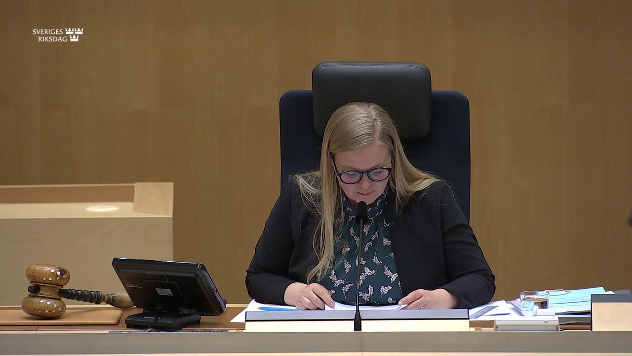 Stillbild från Debatt om förslag, Sveriges tillträde till konventionen om upprättande av Square Kilometre Array Observatory