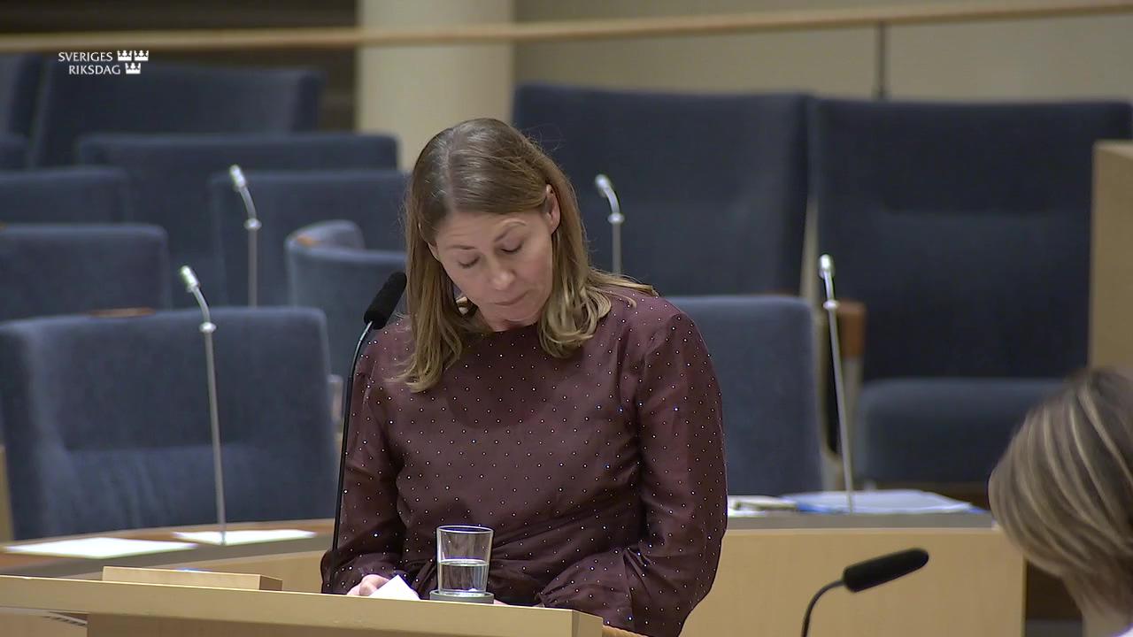 Stillbild från Interpellationsdebatt, Bristen på företagsläkare och ansvaret för utbildningen