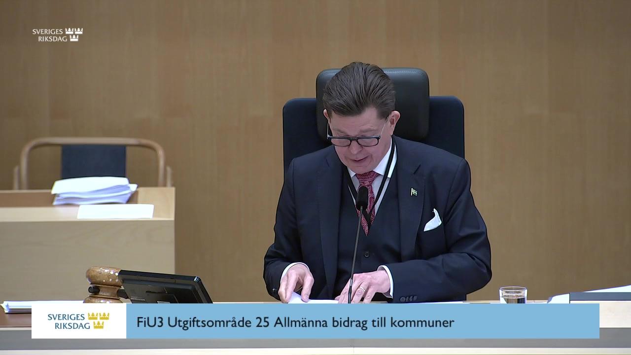 Stillbild från Beslut, Beslut: Utgiftsområde 25 Allmänna bidrag till kommuner