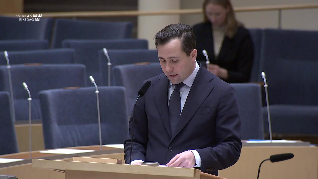 Stillbild från Interpellationsdebatt, Överenskommelse med Somalia och regeringens information till riksdagen