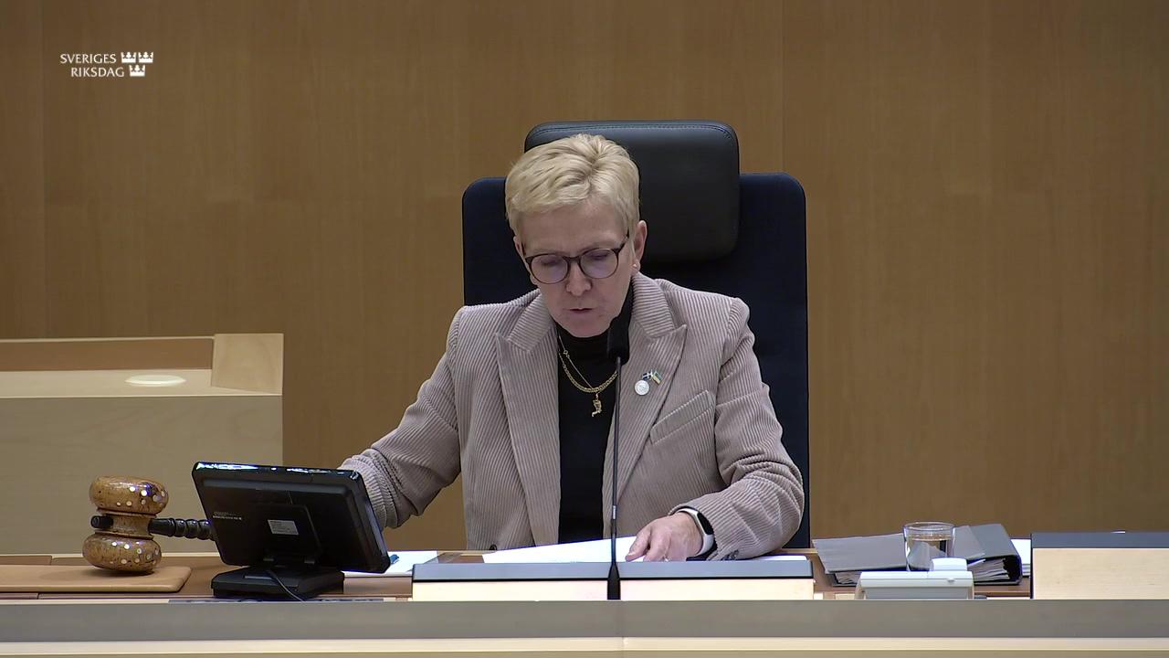 Stillbild från Debatt om förslag, Kustbevakningens sjöövervakning