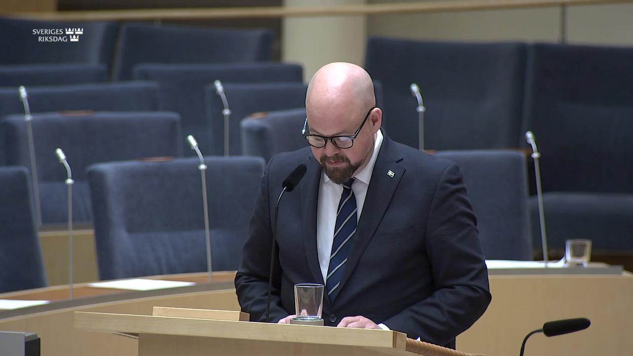 Stillbild från Interpellationsdebatt, Kostnader för jaktarrende under svinpestrestriktioner