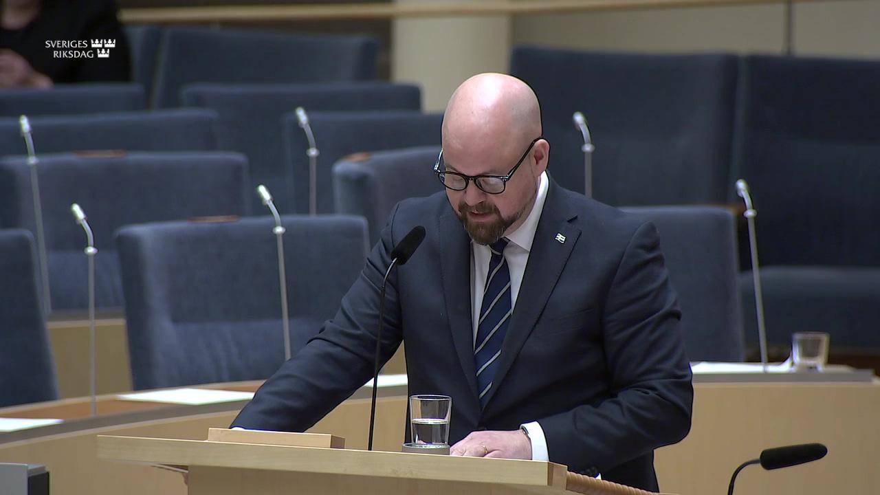 Stillbild från Interpellationsdebatt, Djurskyddskontrollen i Sverige