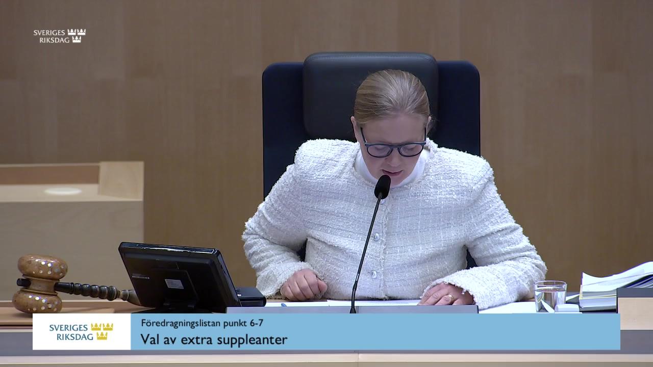 Stillbild från Övrigt kammaren, Val av extra suppleanter