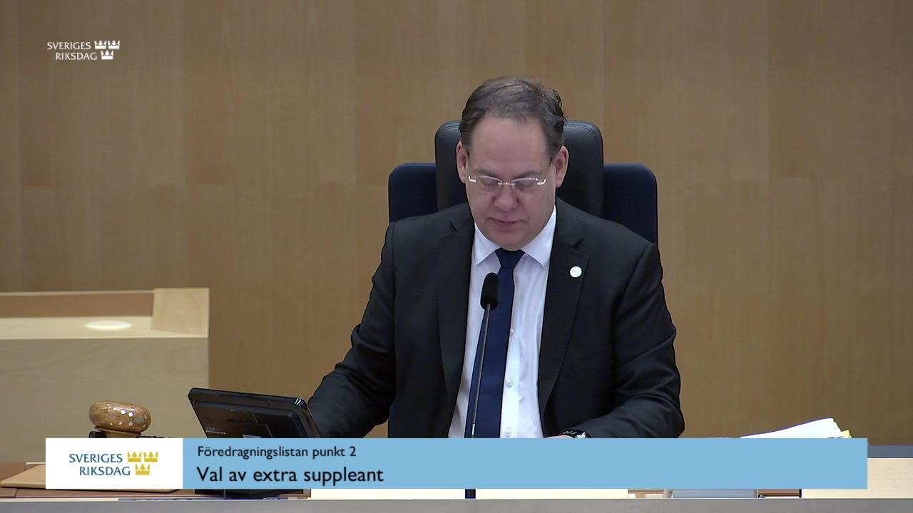 Stillbild från Övrigt kammaren, Val av extra suppleant