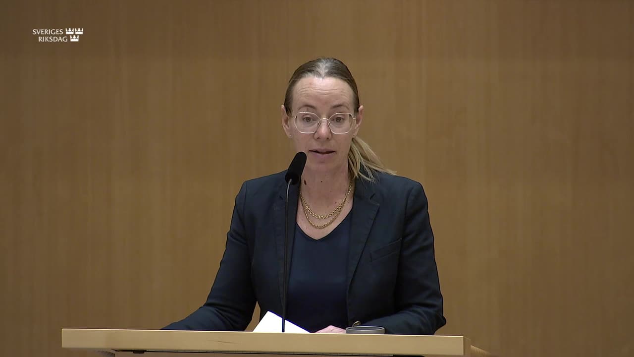 Still from Debatt om förslag, Integritetsskydd vid signalspaning i försvarsunderrättelseverksamhet