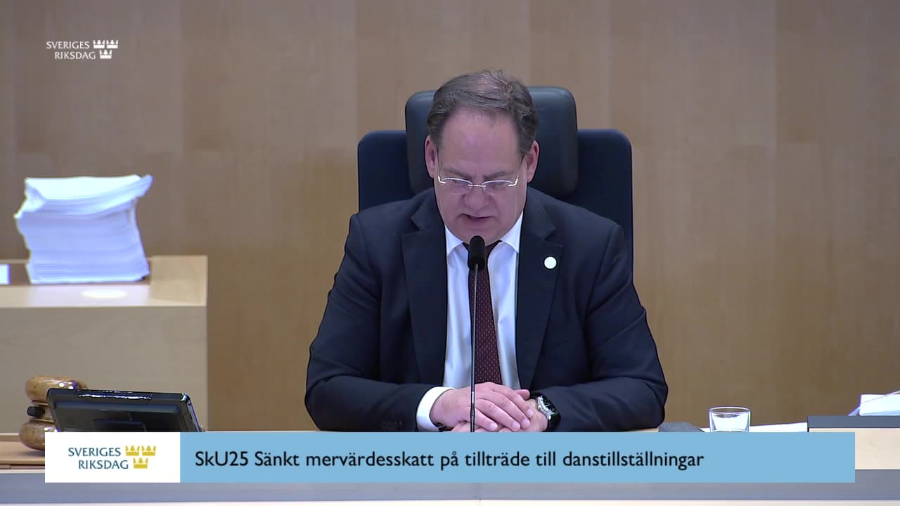 Stillbild från Beslut, Beslut: Sänkt mervärdesskatt på tillträde till danstillställningar