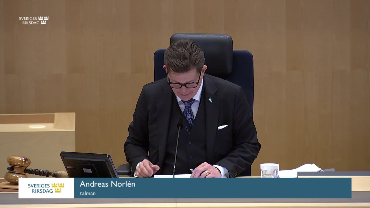 Stillbild från Debatt om förslag, En ny funktion för operativ krishantering i den finansiella sektorn