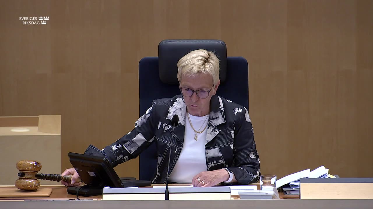 Stillbild från Debatt om förslag, Föreskrifter om förbud mot användning och innehav av vissa läkemedel för djur