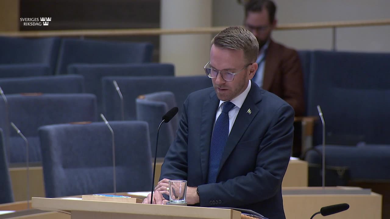 Stillbild från Interpellationsdebatt, Höga kostnader och bristande tillgänglighet till Arlanda